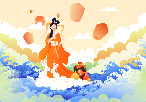  中秋节嫦娥仙女矢量插画