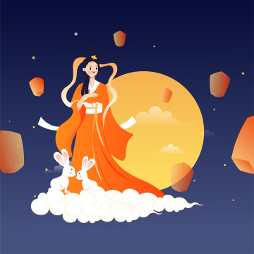  中秋节嫦娥仙女矢量插画