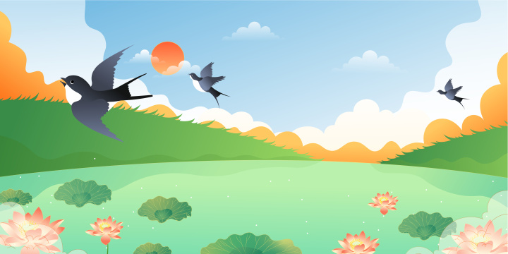 出游旅行美丽的户外风景矢量插画