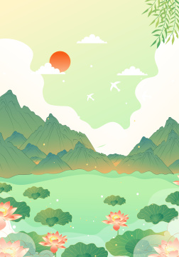 中国风山水矢量插画