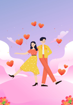 跳双人舞的一对幸福情侣矢量插画