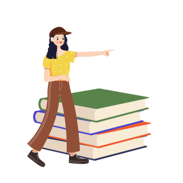 书与女孩矢量插画