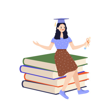 书与女孩矢量插画