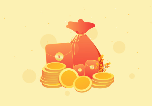 金融钱币金袋红包矢量插画
