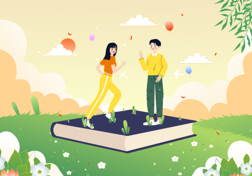 学生学习教育读书扁平插画