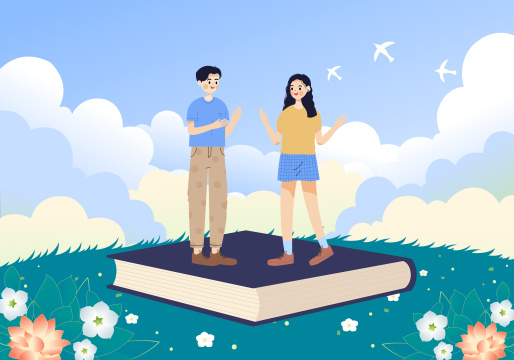 学生学习教育读书卡通插画