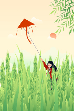 小满节气麦穗生长谷物丰收卡通插画