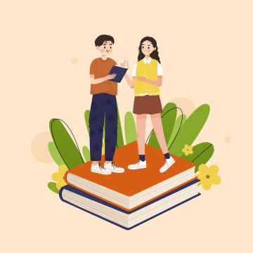 正在读书学习讨论的男生女生