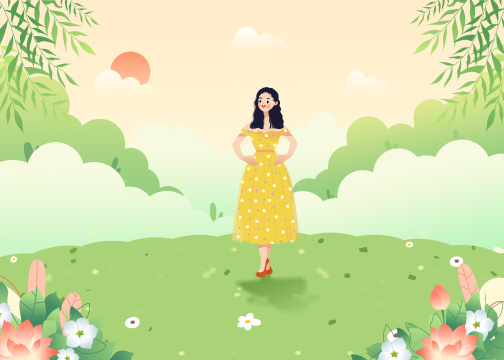 在美丽的户外风景跳舞的女孩