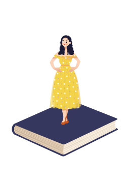 在书上跳舞的女孩卡通插画