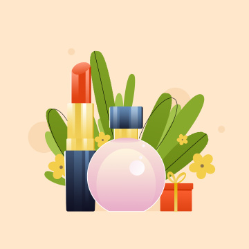 精致的化妆品卡通插画