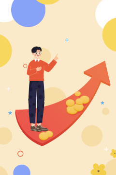 经济向好收益大涨卡通插画