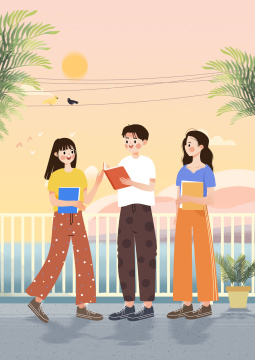 在户外研究课程学习讨论的同学们