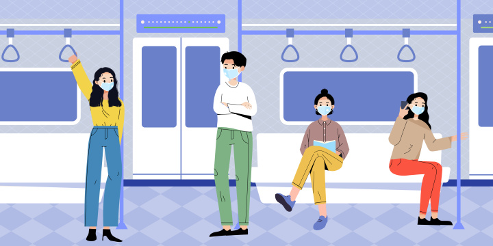 乘坐地铁出行的各式各样的人