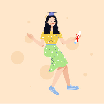 坐着的女孩卡通插画