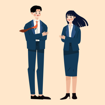 商务人士职业男女青年卡通形象插画