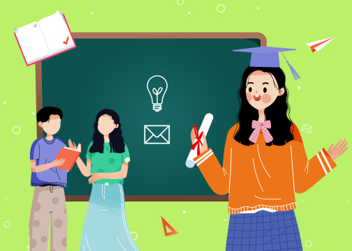 学生学习教育读书卡通插画