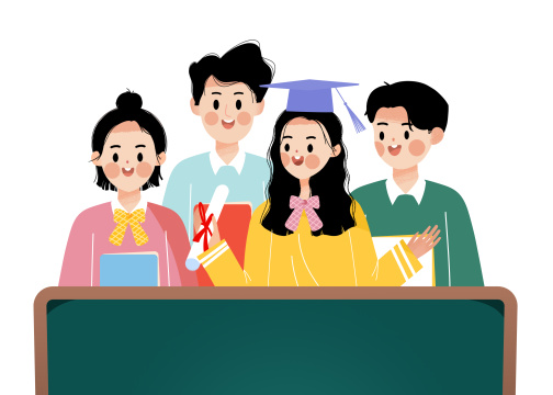 学生学习教育读书卡通插画