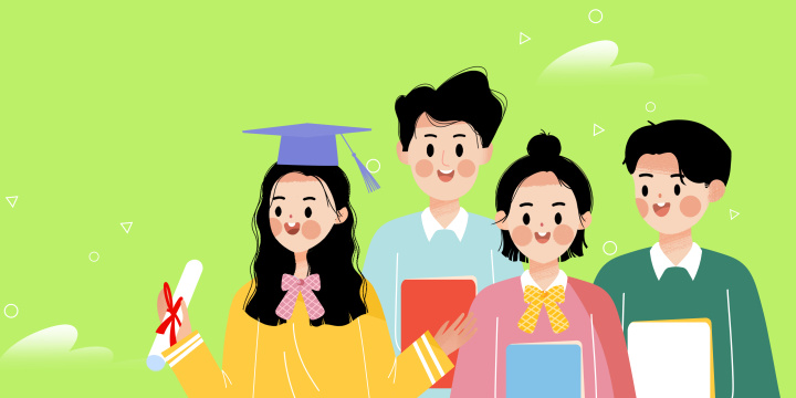 学生学习教育读书卡通插画