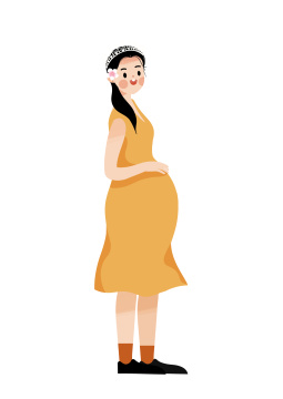 怀着宝宝的美丽女人卡通插画