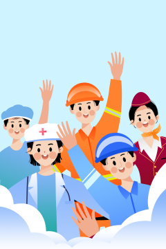 不同职业青年男女卡通人物插画