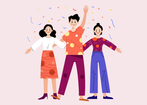 青年男女卡通人物插画