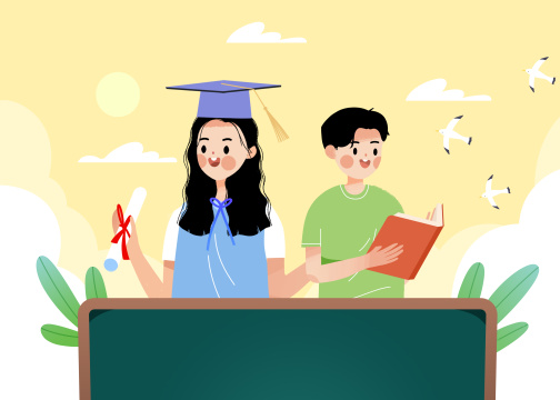 学生学习教育读书卡通插画