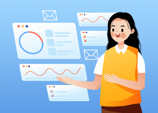 在线办公卡通插画