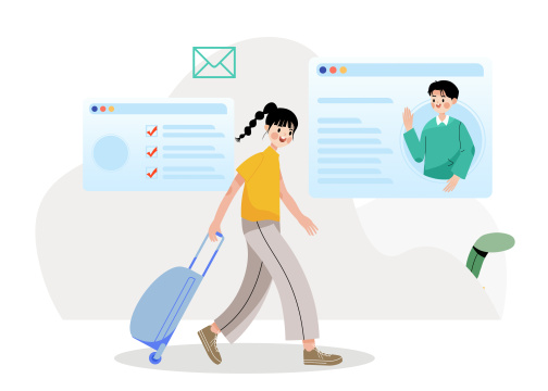 在线办公卡通插画