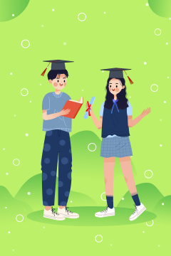 学生学习教育卡通插画