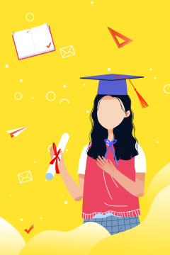 学生学习教育卡通插画