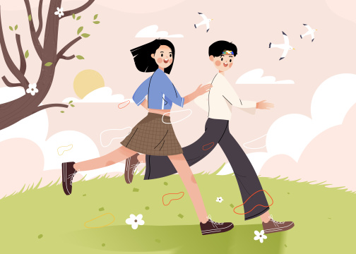 跑步运动健身卡通插画