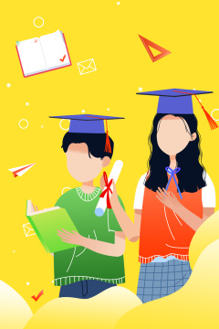 学生学习教育卡通插画