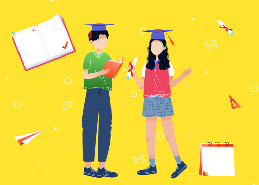 学生学习教育卡通插画