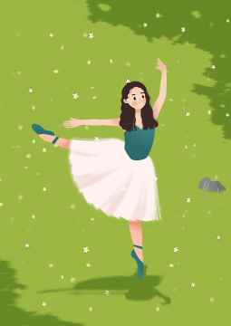 春天在户外看风景跳舞的女孩