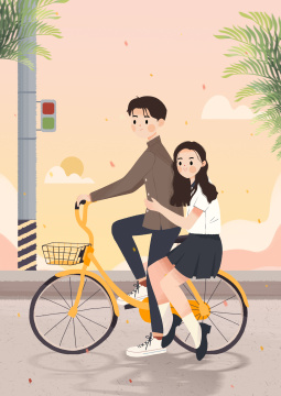 情人节载着女朋友约会的男生