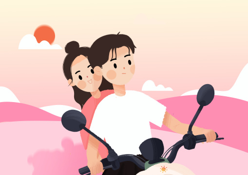 情人节载着女朋友约会的男生