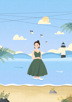 站在海边的美丽姑娘