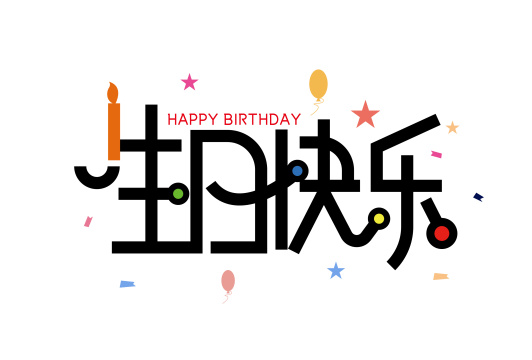 创意大气生日快乐艺术字