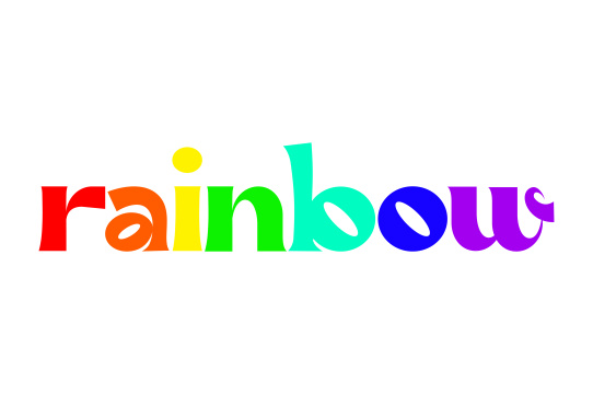 英文单词字体设计rainbow彩虹