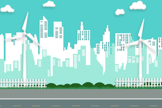 插画绿色环保城市