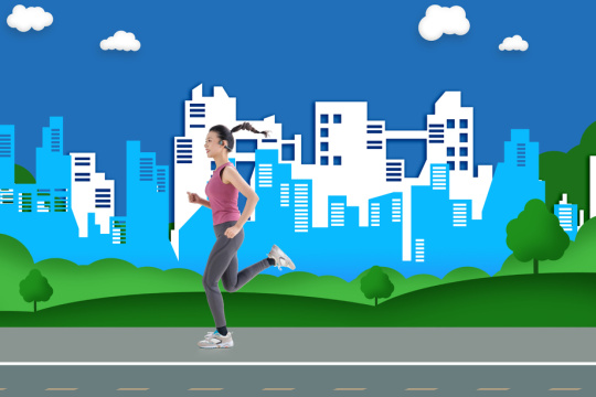 青年女人跑步健身