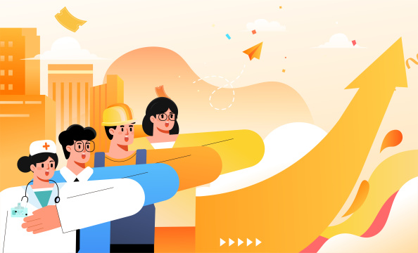 人们一起建设插画