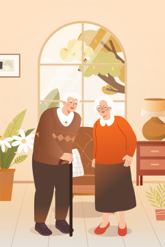 老人在房间插画