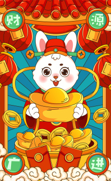 兔年财神到插画