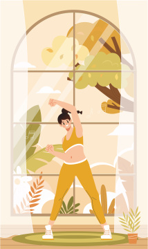 秋季居家锻炼插画