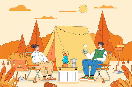 秋天露营插画