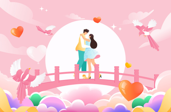 七夕情人节插画