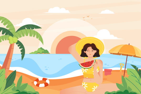 夏日海边度假插画
