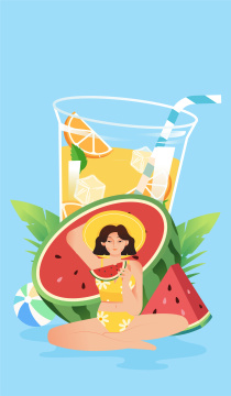 夏日泳装插画